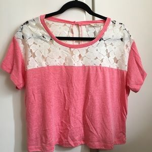 Elodie Lace Pink Crop Top  Medium